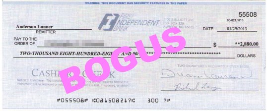 Secret Shopper Bogus Check