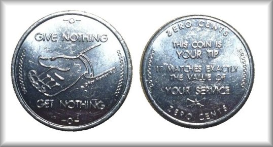 Zero Cents Tip Coin
