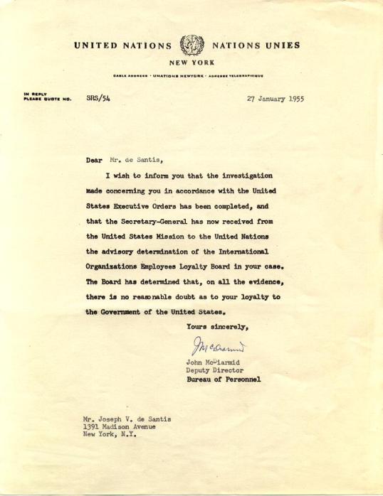 UN Letter (blackball era)