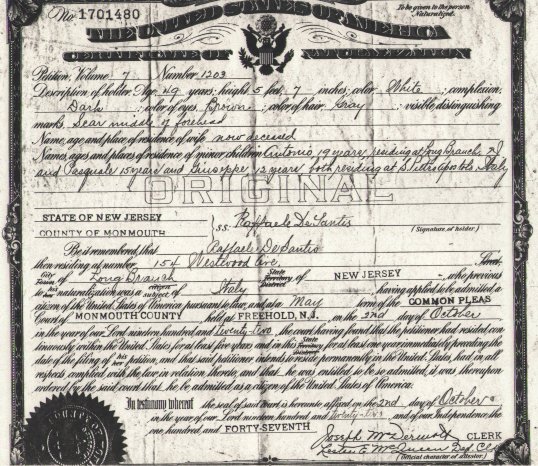 Rafaelle Naturalization Certificate
